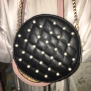 Black pearled chain bag